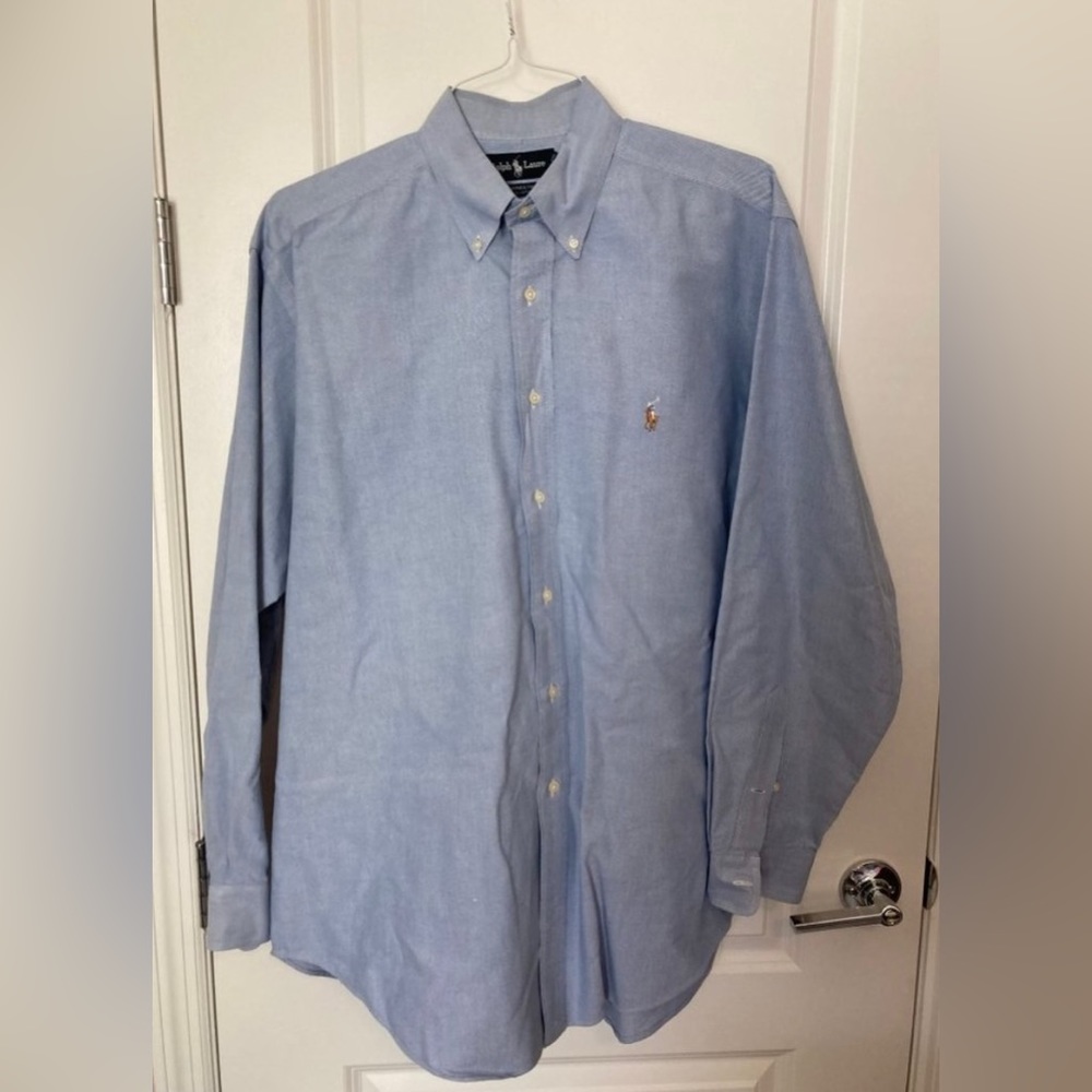 Ralph Lauren Chambray Blue Button Down Dress Shirt - Men's 16 1/2 ~ 35